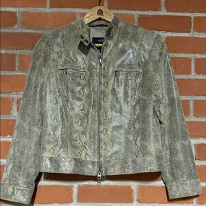 Alfani Women's Snakeskin Leather Jacket - Tan